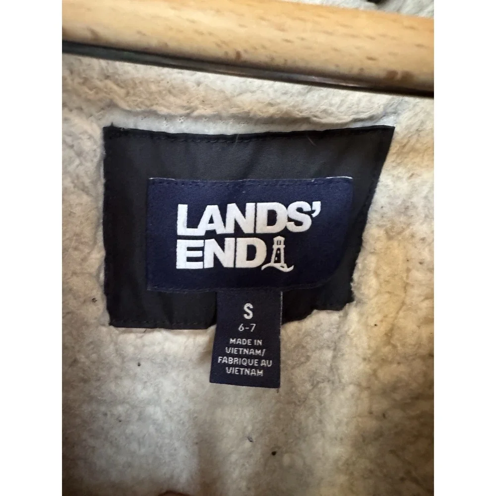 Lands' End Parka Expedition Waterproof Winter Down Jacket Black Kids Size S 6/7
